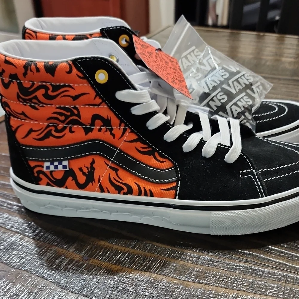 Vans High-Top Sneakers - Black and Orange - Picture 2 of 6